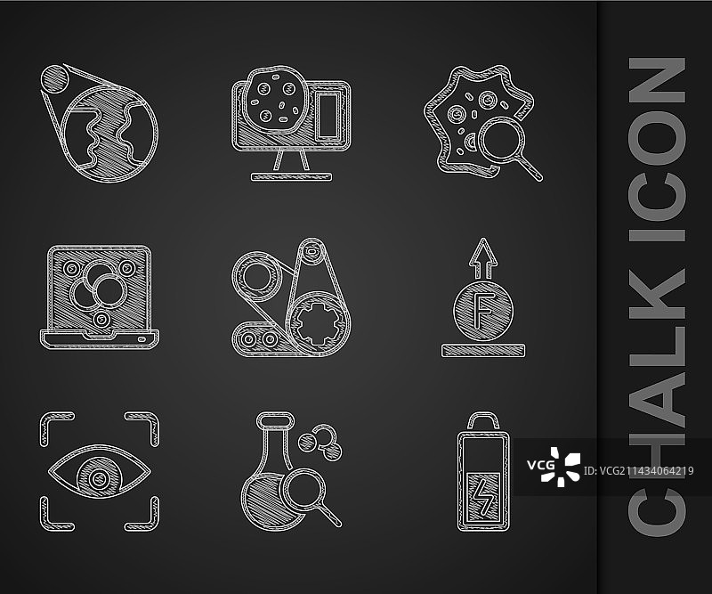 正时皮带套件、试管与汽车蓄电池图片素材