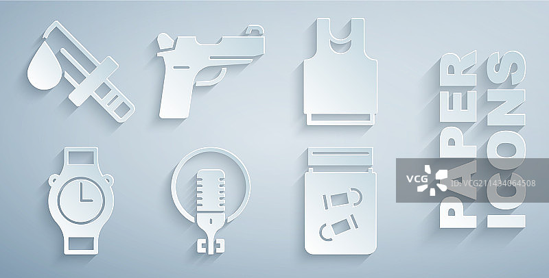 麦克风、汗衫、手表和物证图片素材