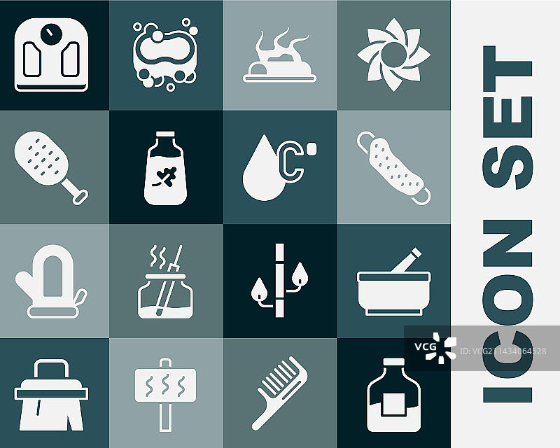 伏特加瓶研钵和研杵洗涤布套装图片素材