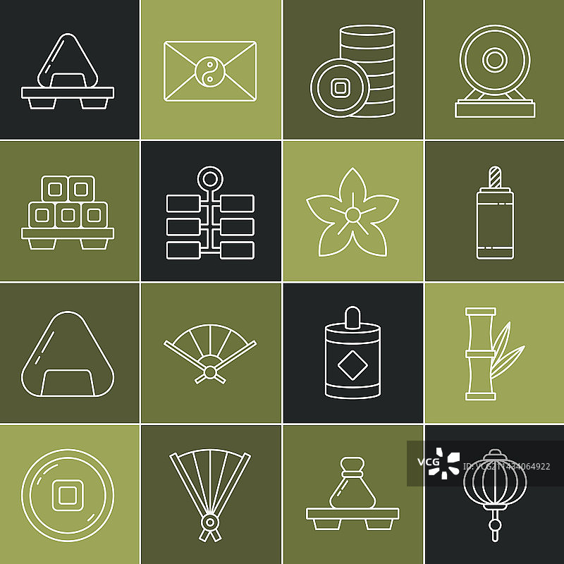 中国纸灯笼和竹制烟花图片素材