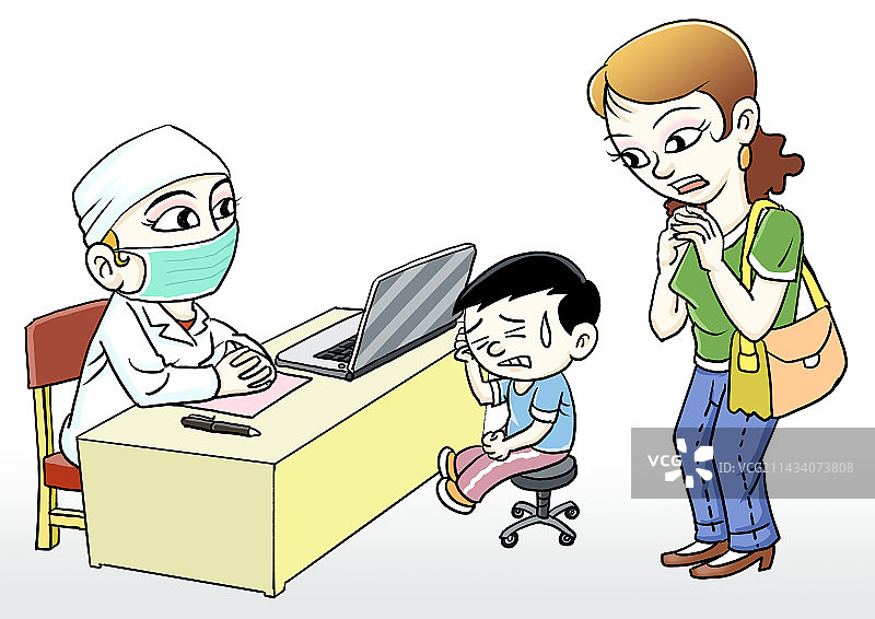 家长带孩子到医院看病图片素材