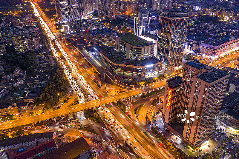 航拍湖南长沙汽车西站夜景图片素材