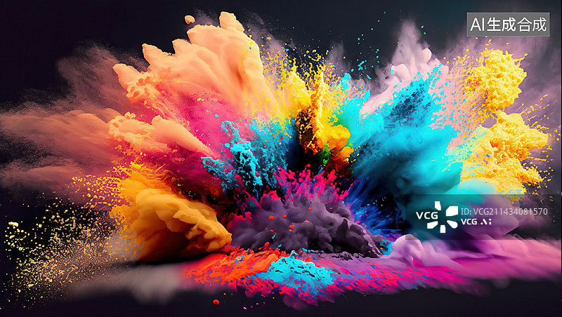 【AI数字艺术】3D色彩飞溅的瞬间图片素材