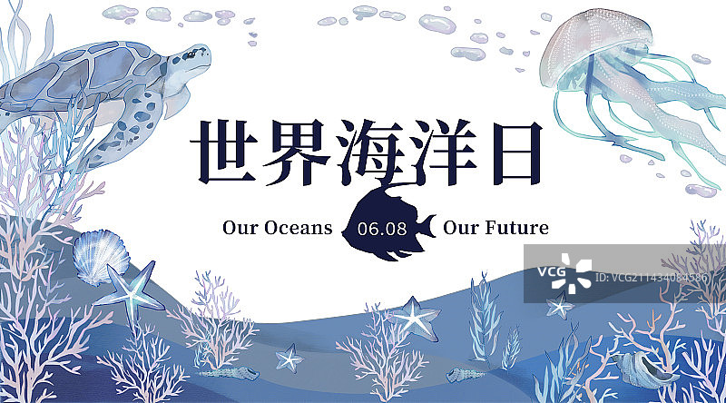 世界海洋日珊瑚海龟水母贝壳海螺海星图片素材