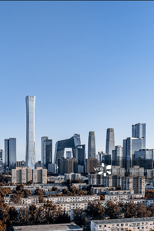 中国北京国贸CBD建筑群晴天风光图片素材