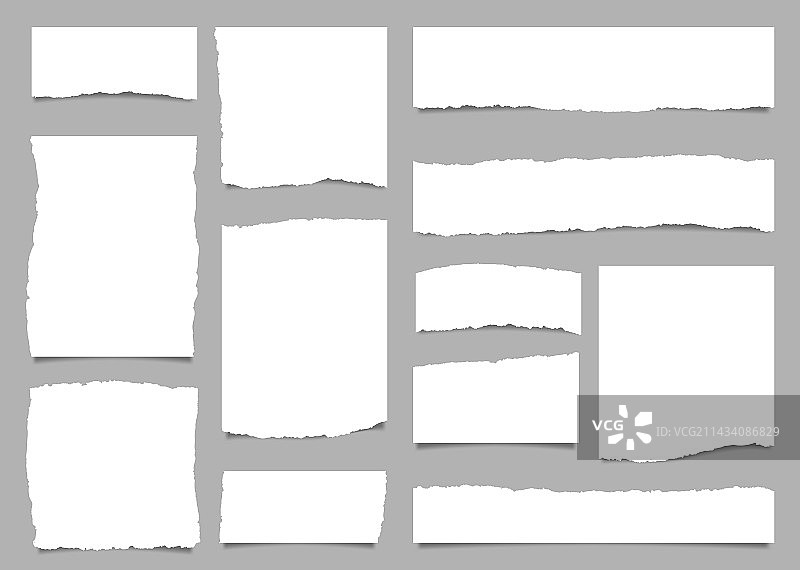 白色撕裂的纸张，便条纸边缘图片素材