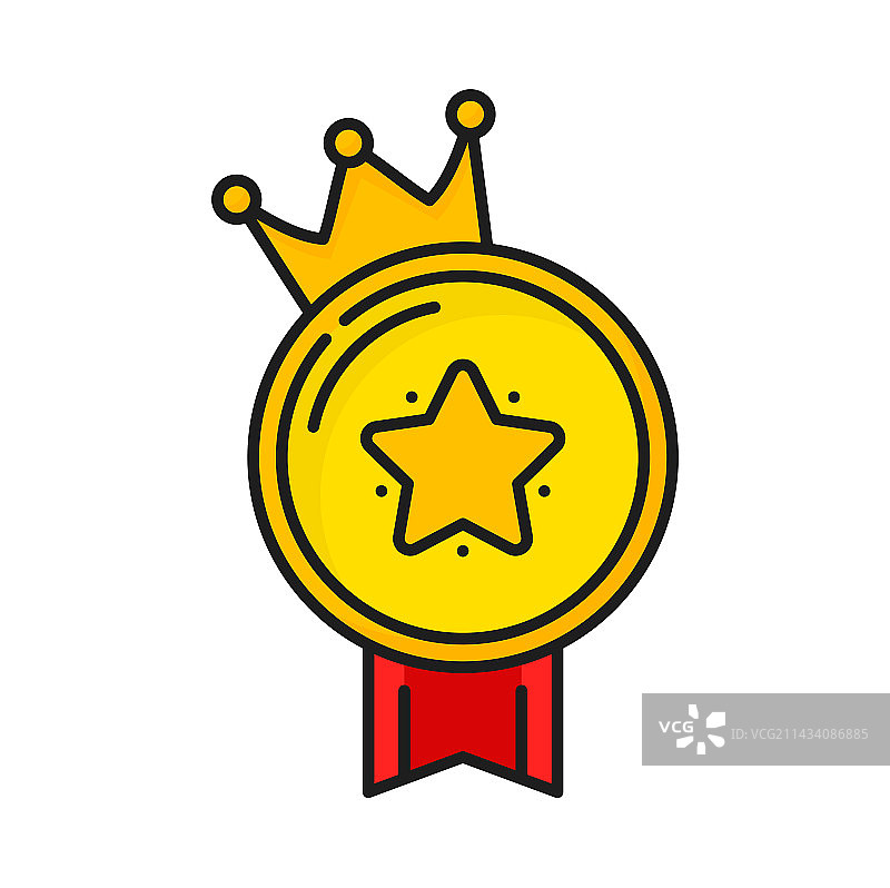 带五角星绶带和皇冠的金色奖牌图片素材