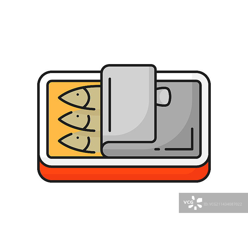 渔业金枪鱼罐头轮廓图标图片素材