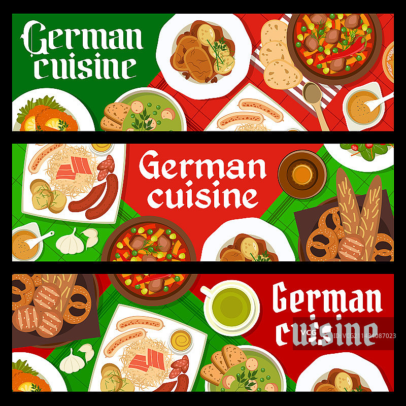 含炸肉排和酸菜的德国美食banner图片素材