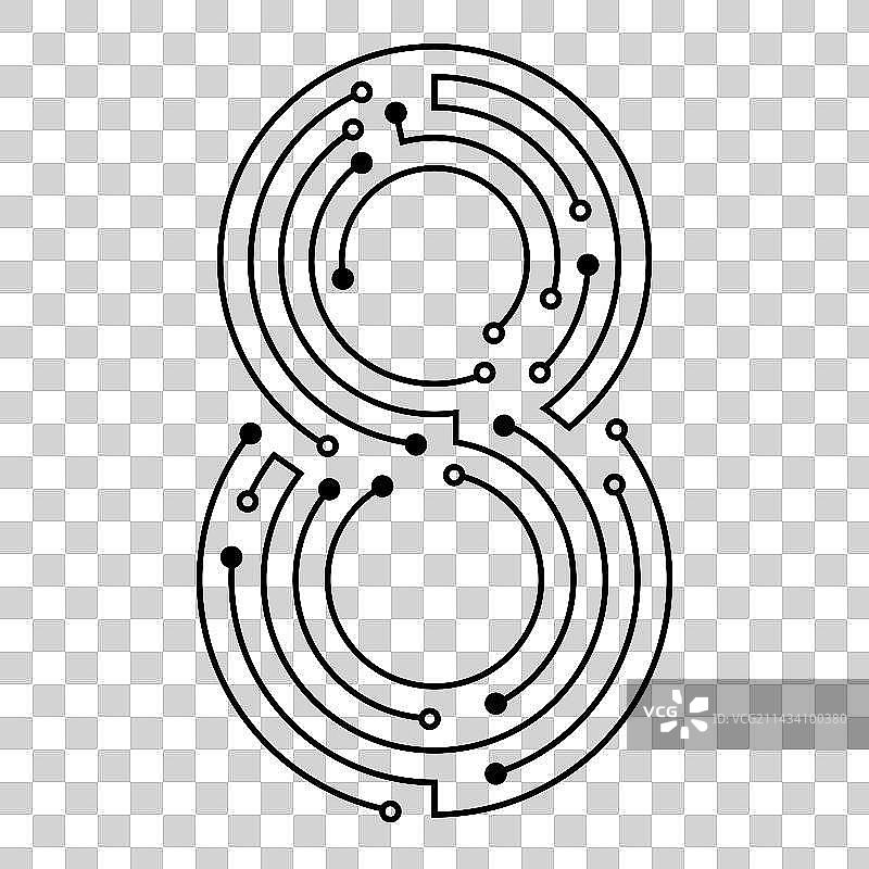 科技线条风格数字8艺术字元素设计图片素材