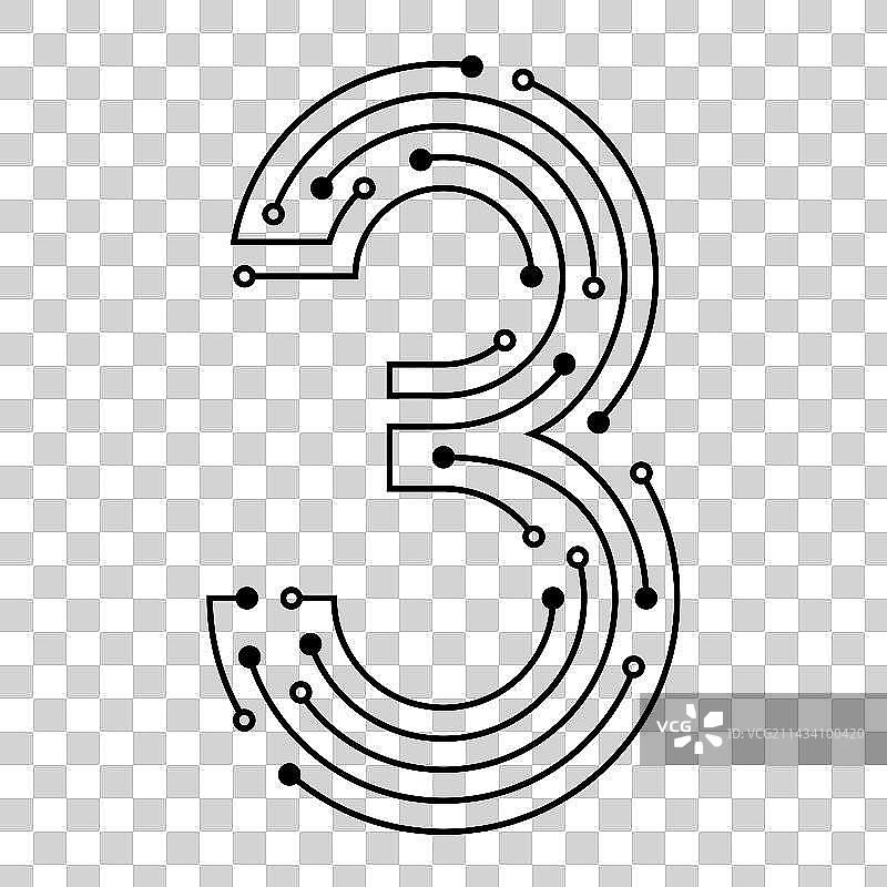 科技线条风格数字3艺术字元素设计图片素材