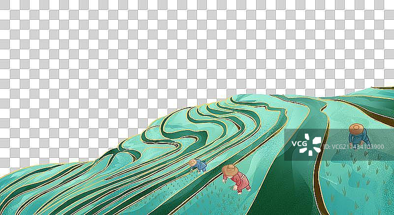 国风插秧免抠元素图片素材