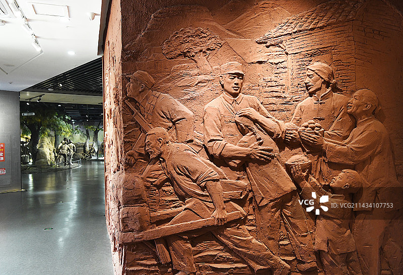 山东临沂临沭县沂蒙支前纪念馆浮雕图片素材