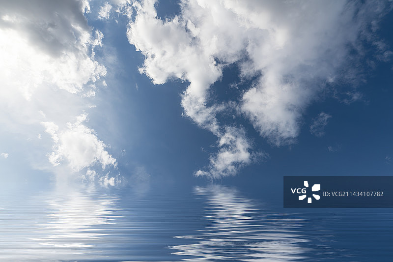 蓝天白云倒影图片素材