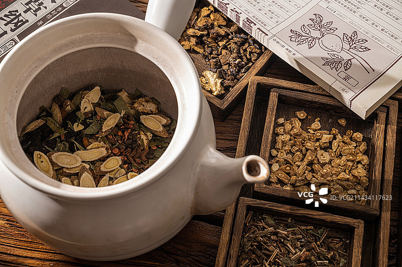 中国传统医学中医中草药配方抓药称重图片素材