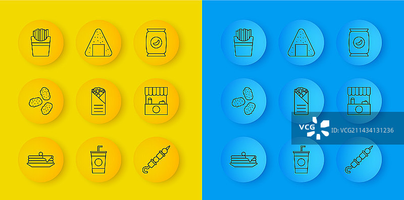 鸡块烤薄饼线条素材图片素材