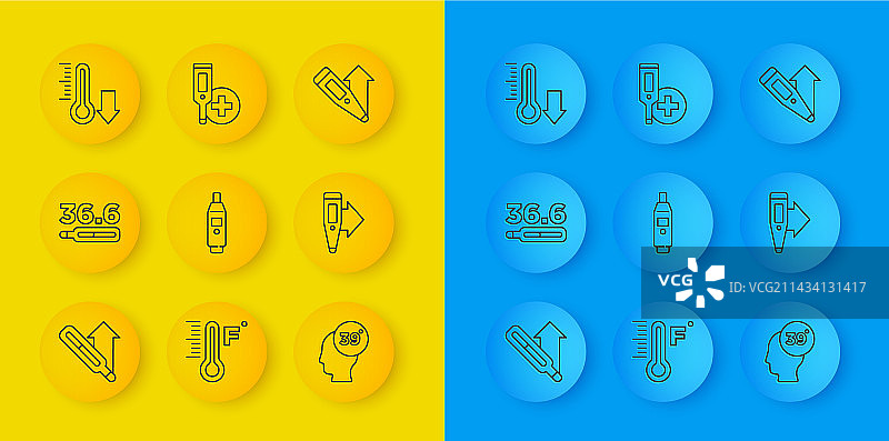 人体高温数字医疗温度计线条图片素材