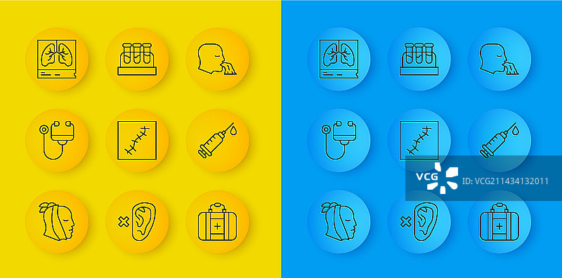 牙痛听诊器缝合疤痕线描图片素材