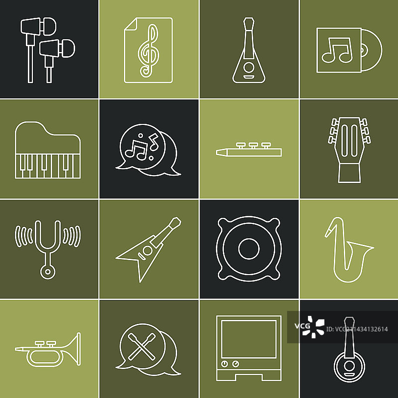 班卓琴乐器萨克斯管线条组合图片素材