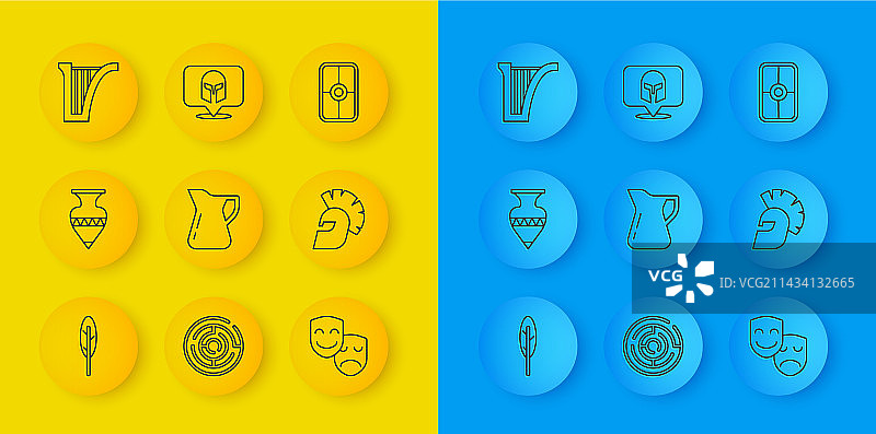 线条羽毛笔古代双耳瓶图片素材