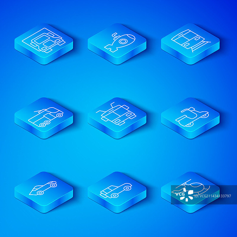 汽车、无轨电车、越野车、踏板车图标图片素材