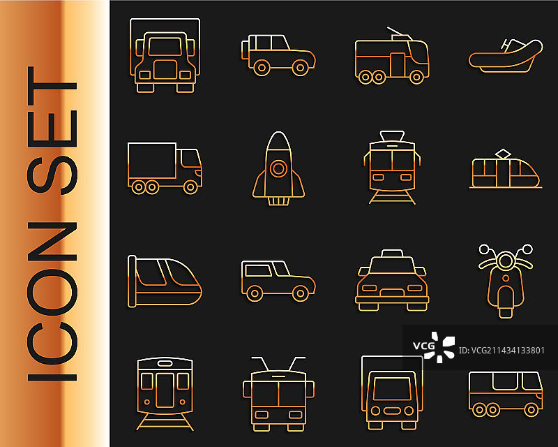 线性公共汽车踏板车有轨电车和铁路图片素材