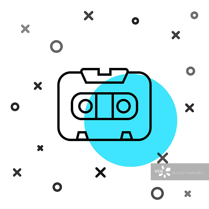 黑色线条复古录音带图标图片素材