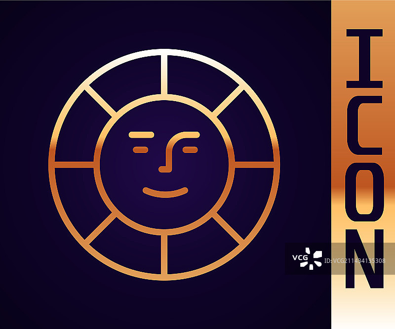 金色线条太阳图标，黑色背景图片素材