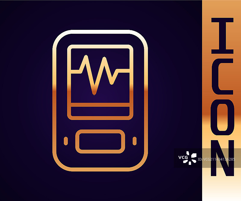 黑色背景上的金色线条地震仪图标图片素材