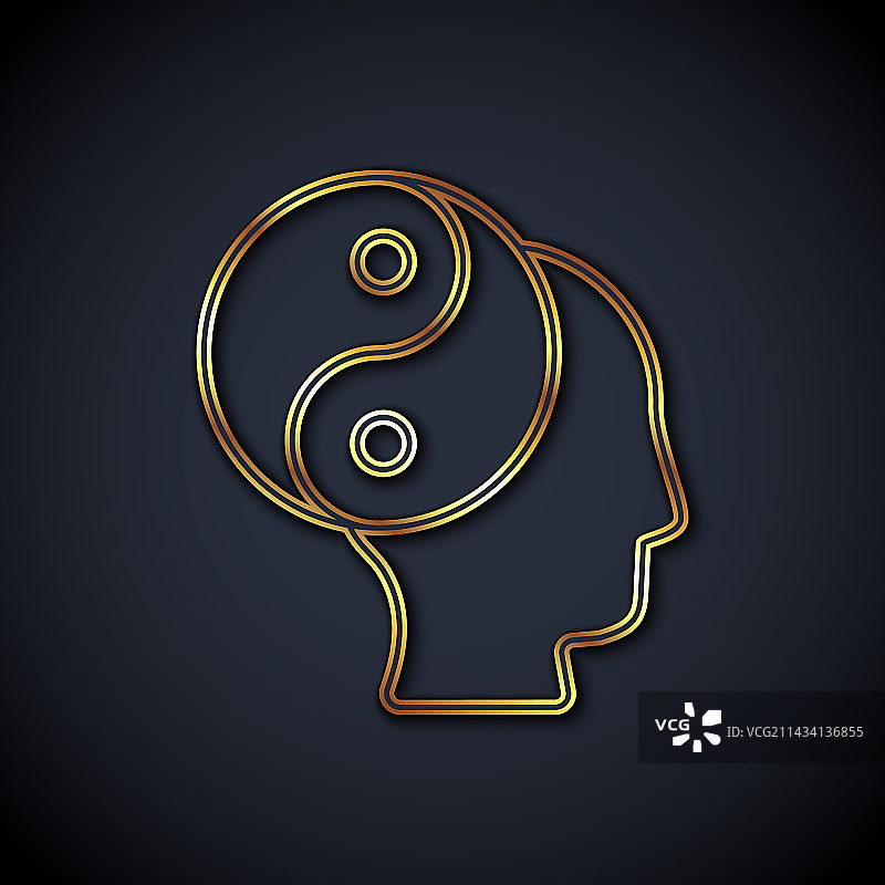 金线阴阳符号，象征和谐与平衡图片素材