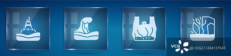 海啸中的海上漂浮浮标图片素材