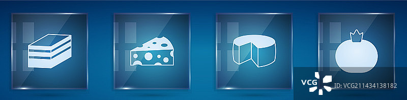 蛋糕、奶酪和番茄方块组合图片素材