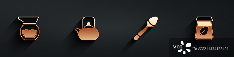 茶壶茶具套装，含手柄和茶匙图片素材