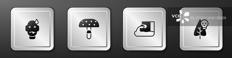 男性毒害毒蝇伞蘑菇废水图标合集图片素材