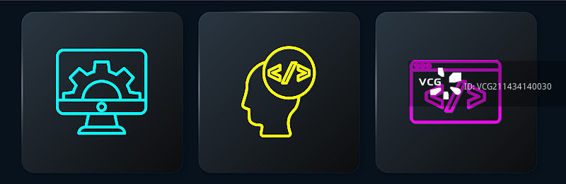 Web前端开发黑色线条图标图片素材