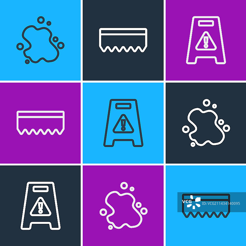 溢出的水湿地板和海绵图标图片素材