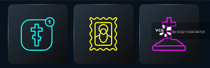 在线教堂、牧师布道和坟墓线条合集图片素材