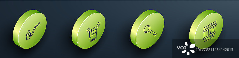 一组2.5D桑拿勺子毛巾挂在衣架上图片素材