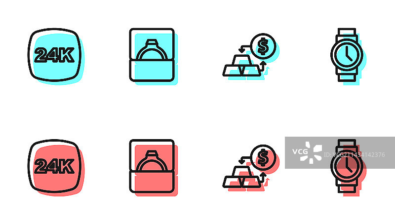 黄金兑换、现金、金条与24K钻石组合图片素材