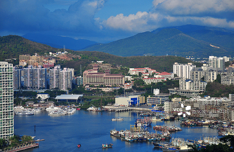 海边城市建筑的高角度视图图片素材