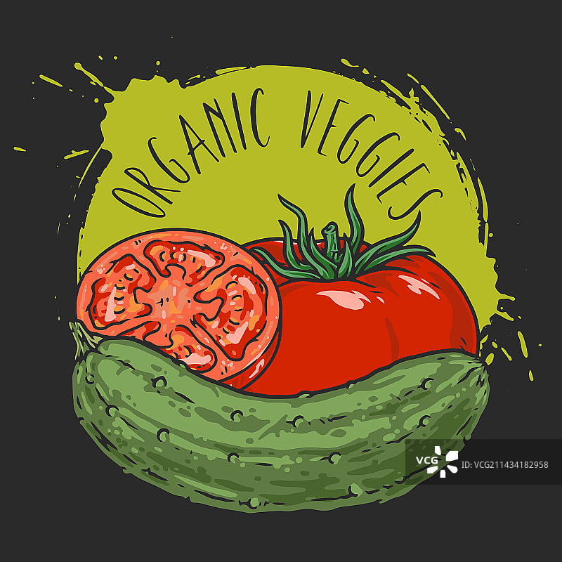 有机蔬菜详细彩色海报图片素材