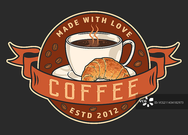 咖啡店复古彩色标签图片素材