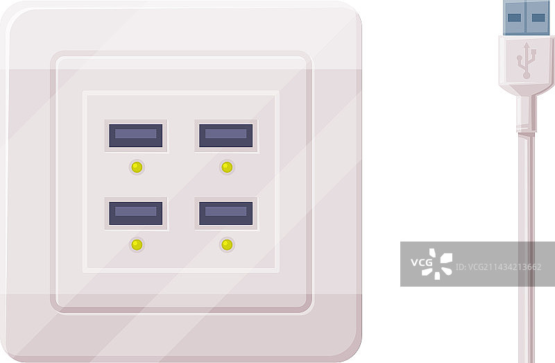 USB线缆和插座连接电器图片素材