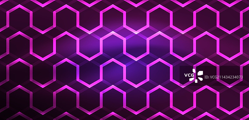 抽象的背景技术，霓虹六边形高科技图片素材