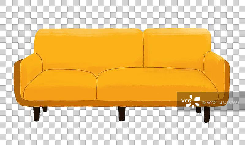 治愈系小清新插画长沙发正面图片素材