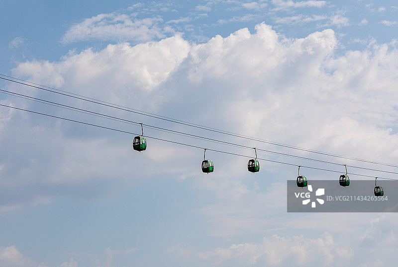 蓝天白云缆车图片素材