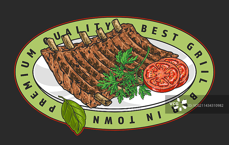 烧烤吧彩色细节标志图片素材