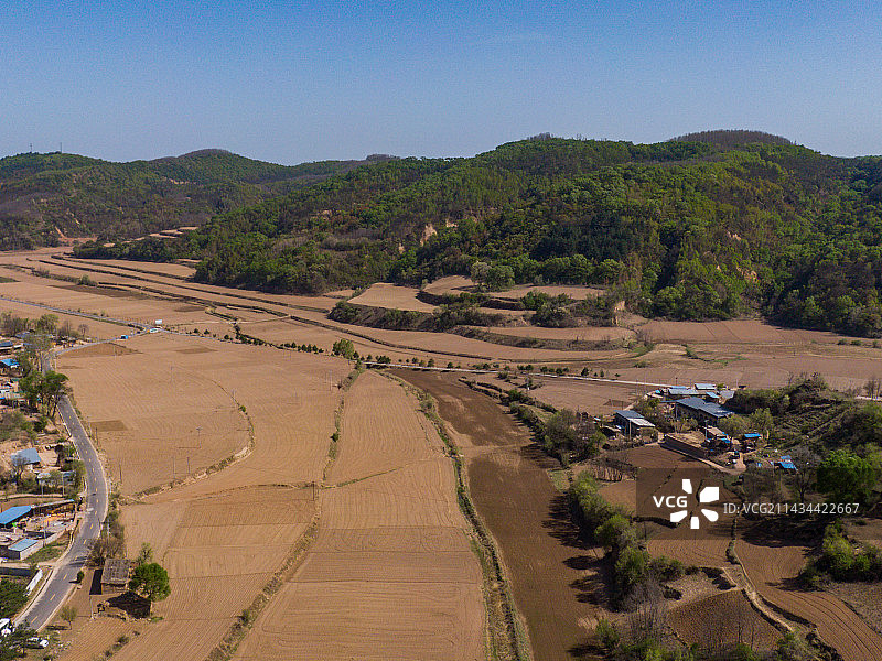 航拍陕北田园图片素材