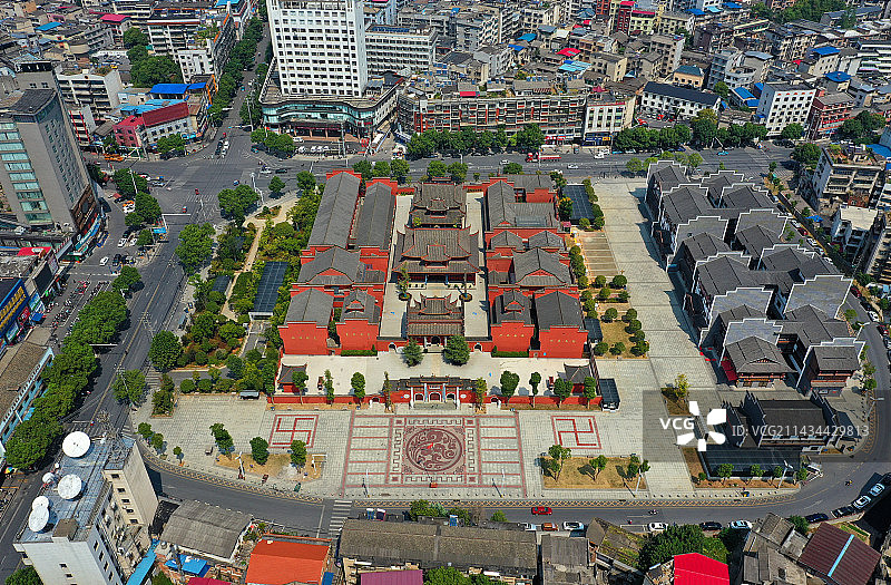 湖南省湘潭湘乡市云门寺航拍图片素材