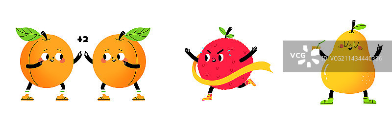 杏荔枝鸭梨水果谐音梗图片素材